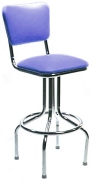 Diner Chair Seat Style Bar Stool with Chrome Pedestal Frame Made In USA