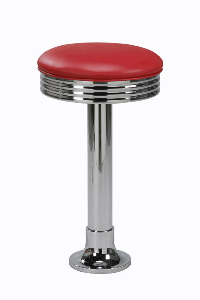 Soda Fountain Stool with Chromed Steel Seat and Column