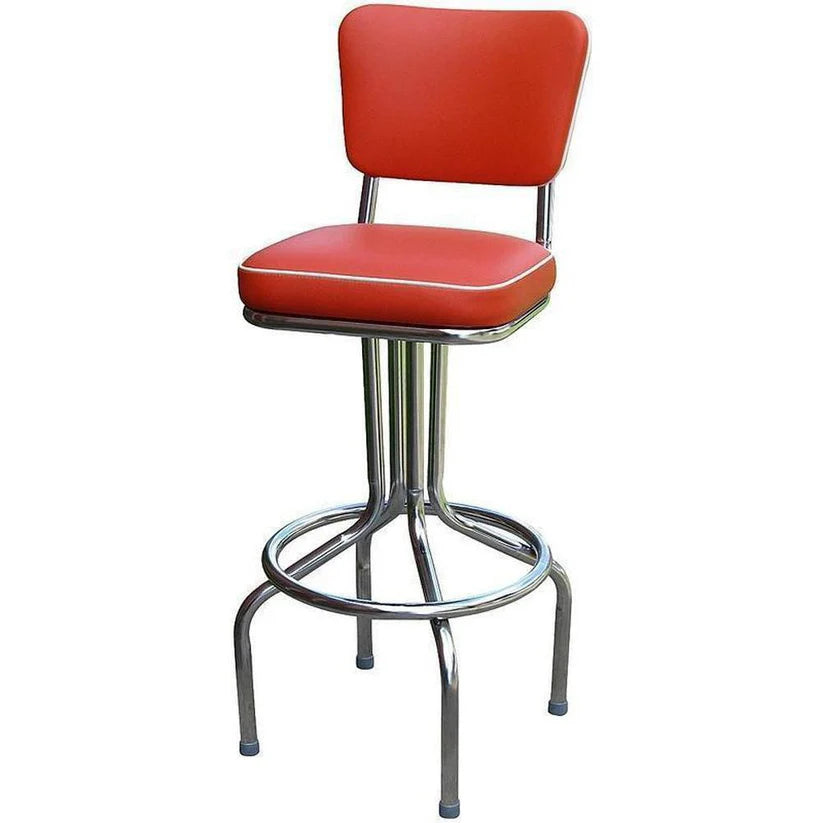 Diner Chair Seat Style Bar Stool with Chrome Pedestal Frame