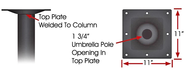 Outdoor Umbrella Stamped Steel "T" End Table Bases