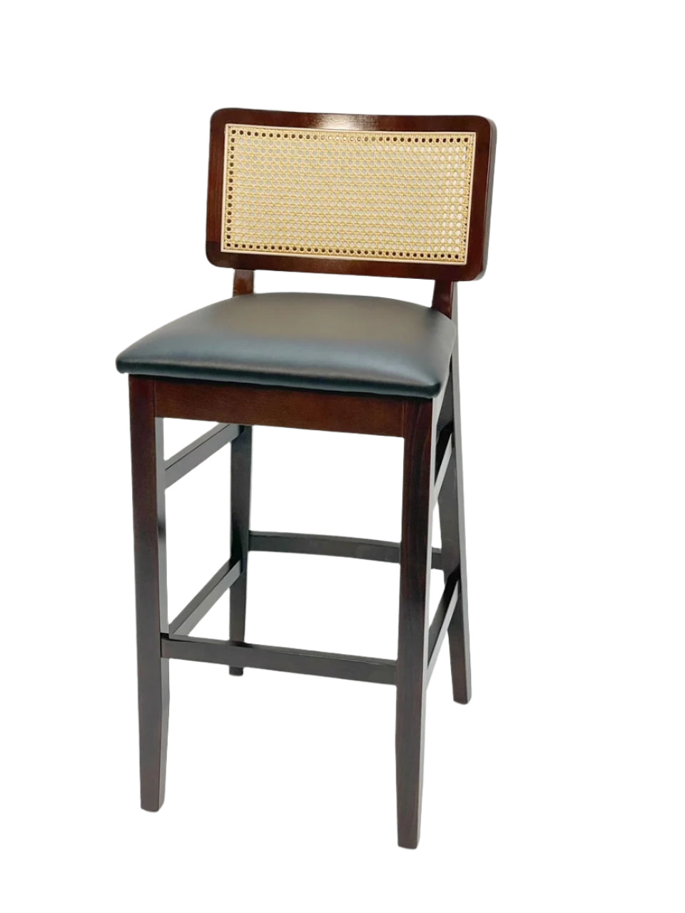 Cane Back Upholstered Bar Stool