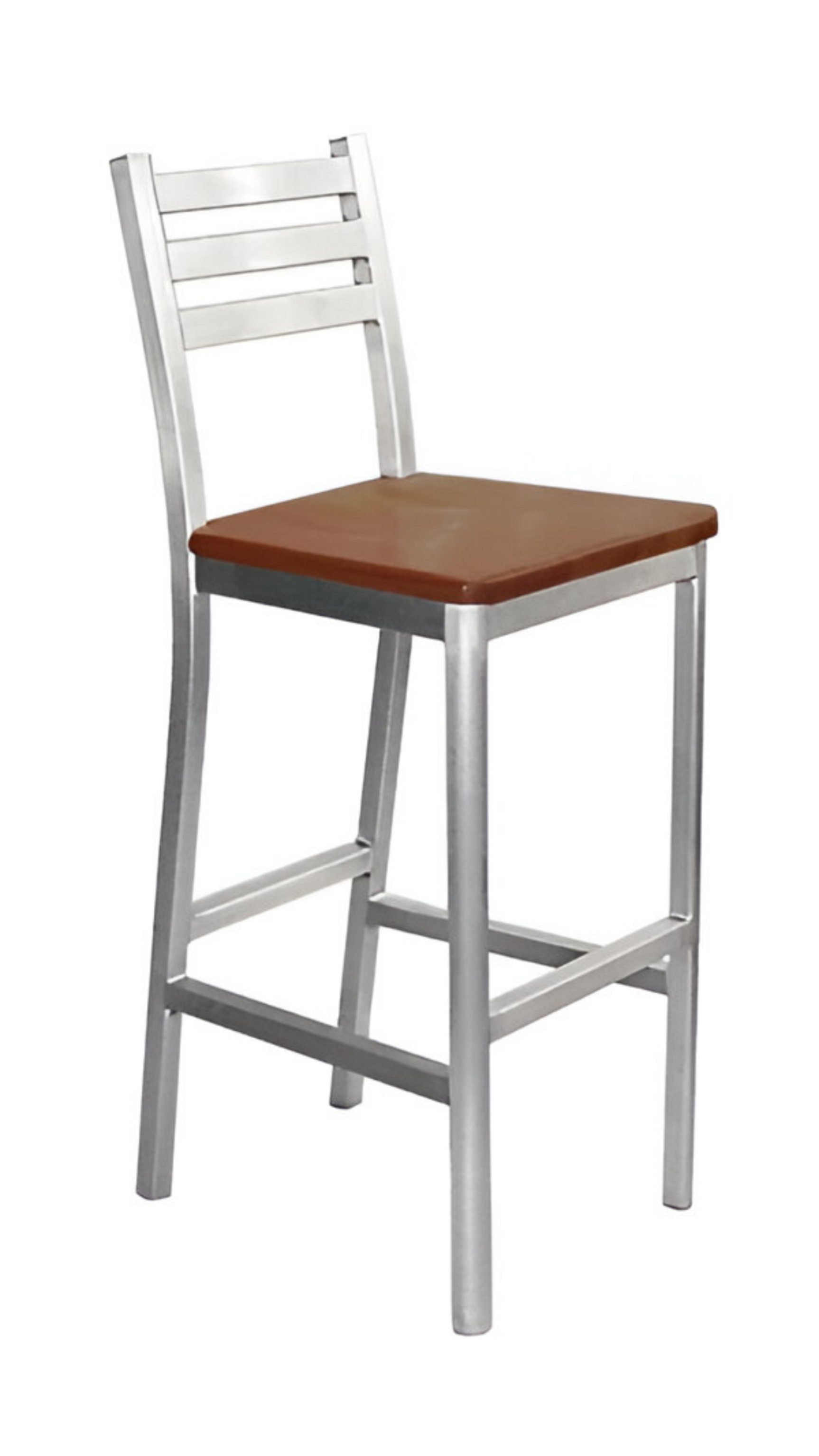 Aluminum Ladderback Barstool Wood Seat