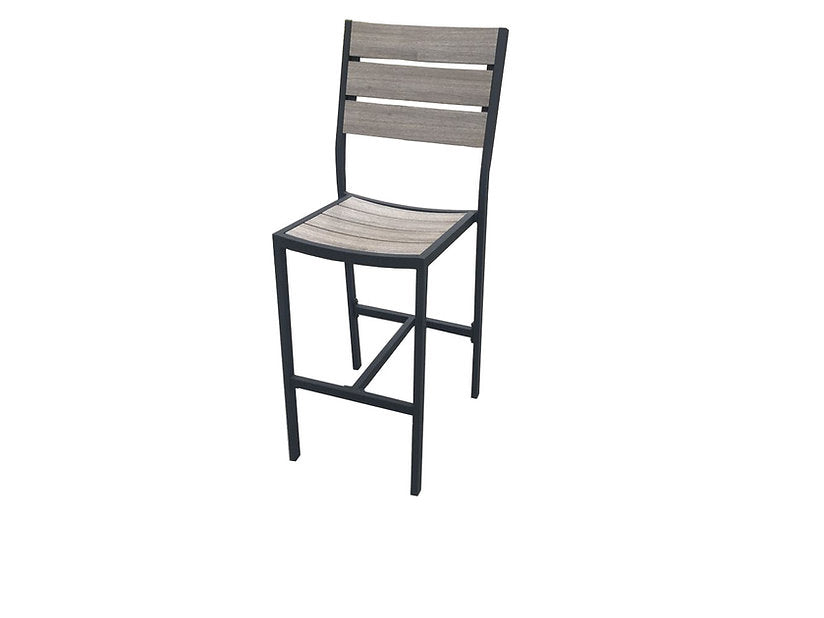Outdoor Aluminum Faux Wood Slat Bar Stool