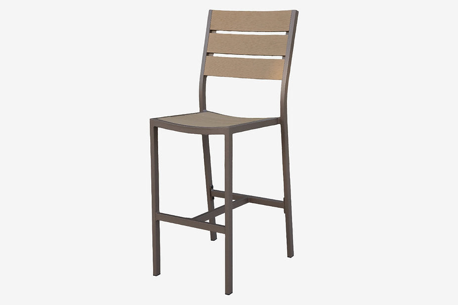 Outdoor Aluminum Faux Wood Slat Bar Stool