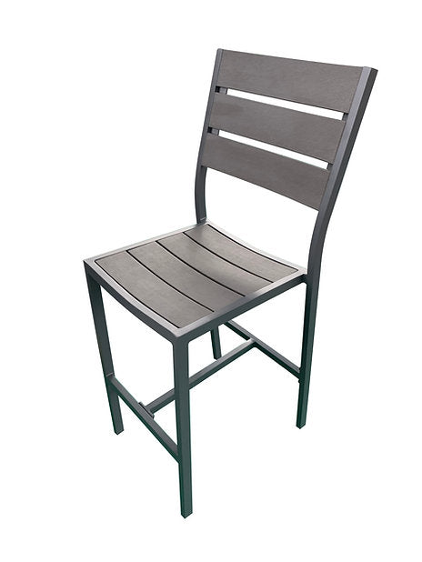 Outdoor Aluminum Faux Wood Slat Bar Stool
