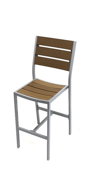 Outdoor Aluminum Faux Wood Slat Bar Stool