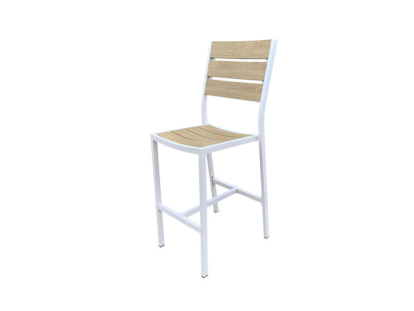 Outdoor Aluminum Faux Wood Slat Bar Stool