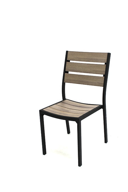 Outdoor Aluminum Faux Wood Slat Dining Chair