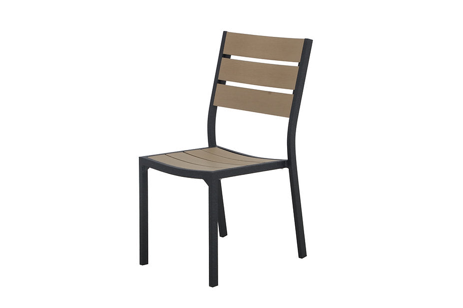 Outdoor Aluminum Faux Wood Slat Dining Chair