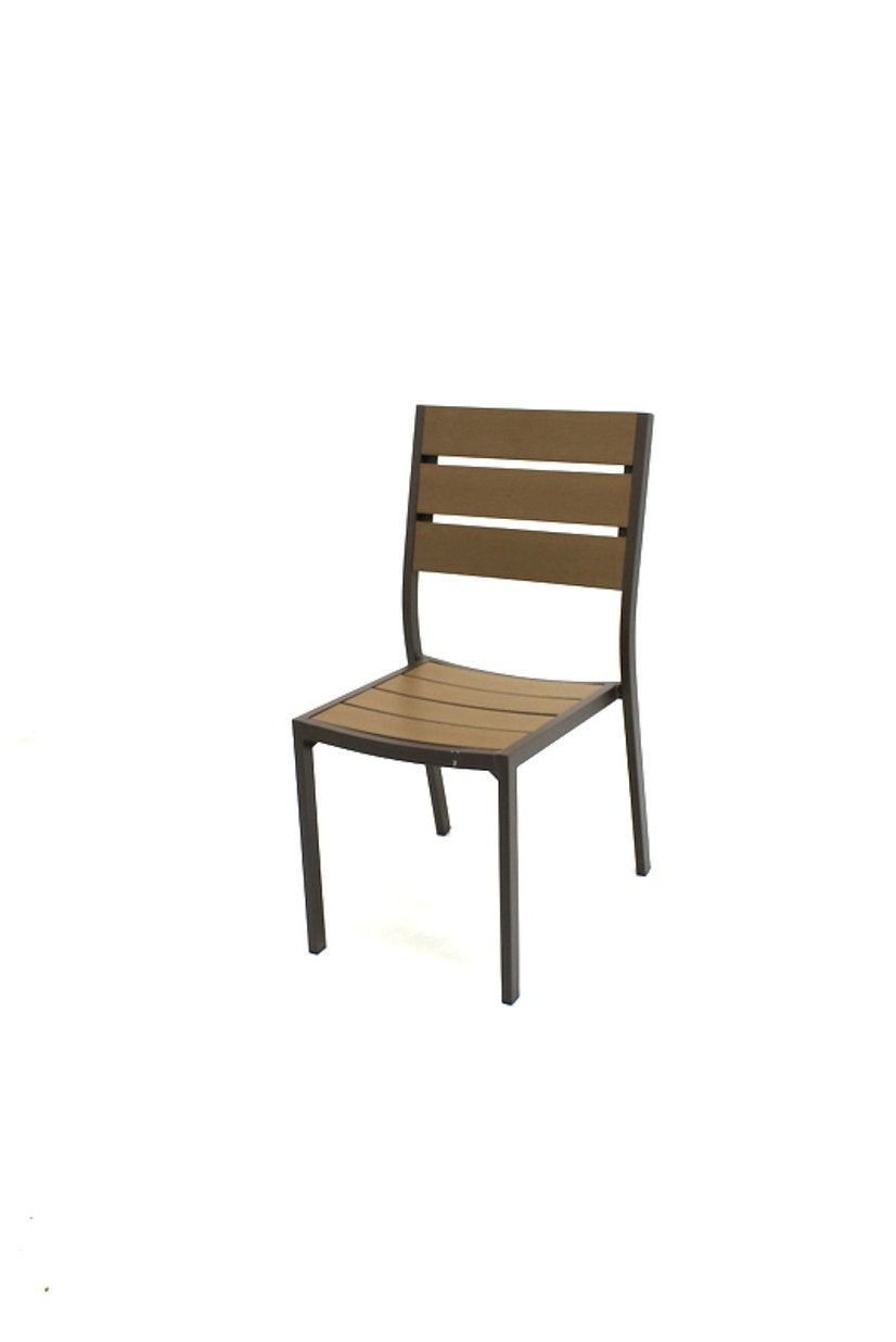 Outdoor Aluminum Faux Wood Slat Dining Chair