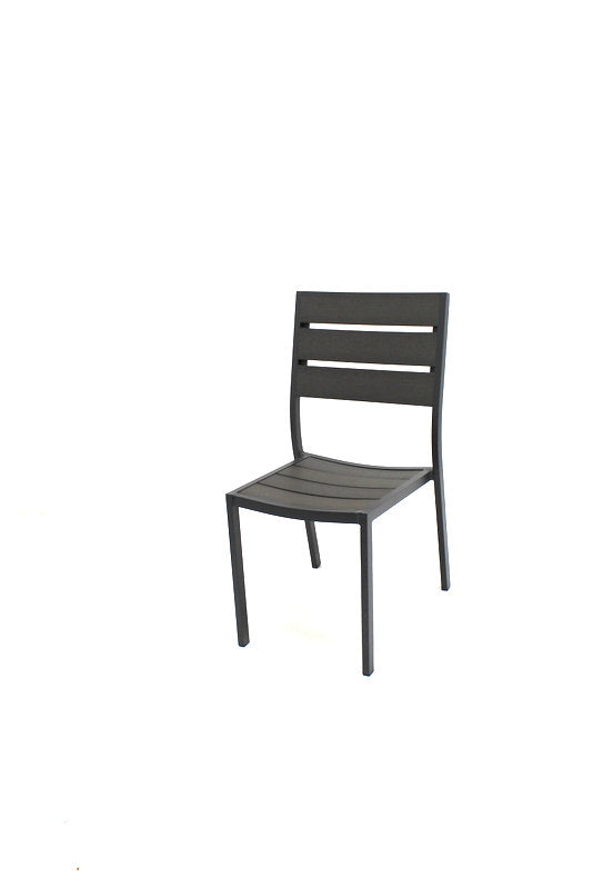 Outdoor Aluminum Faux Wood Slat Dining Chair