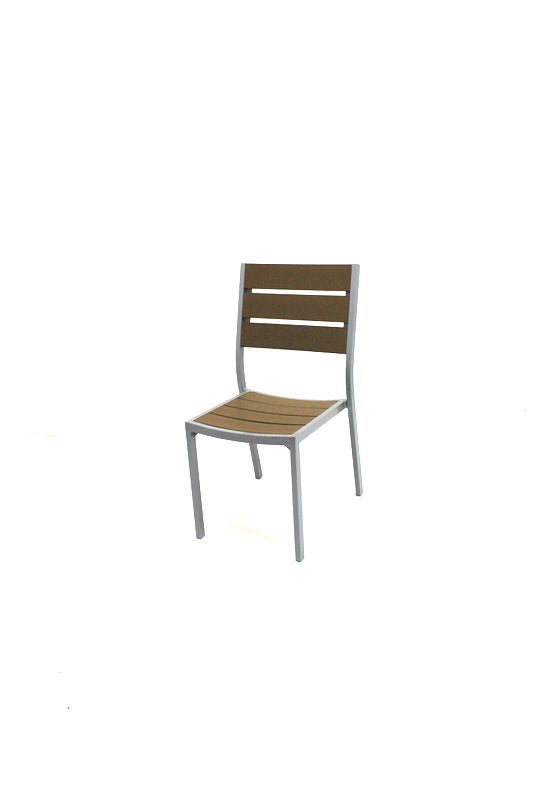 Outdoor Aluminum Faux Wood Slat Dining Chair