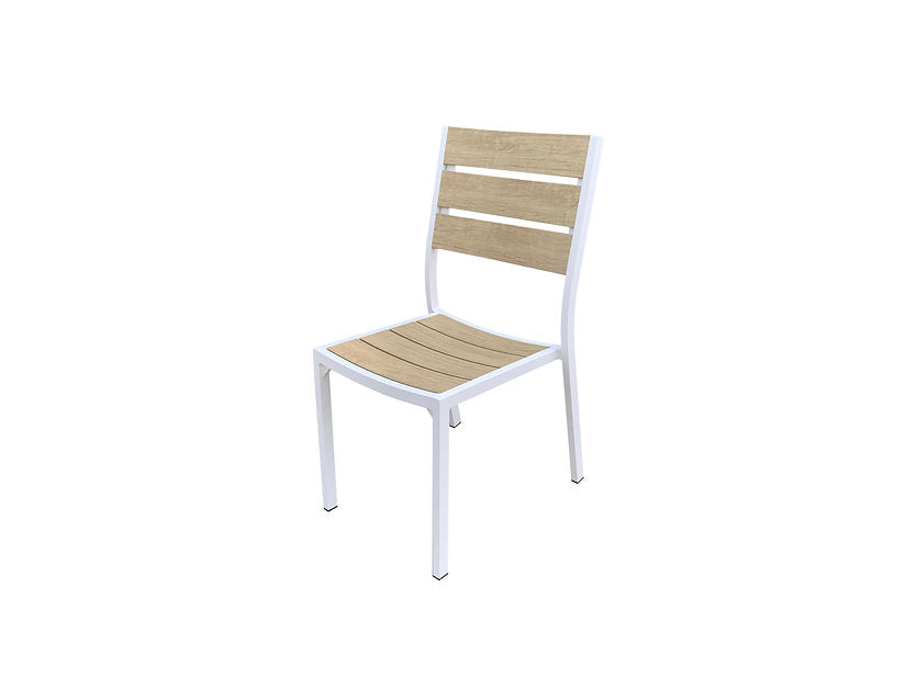 Outdoor Aluminum Faux Wood Slat Dining Chair