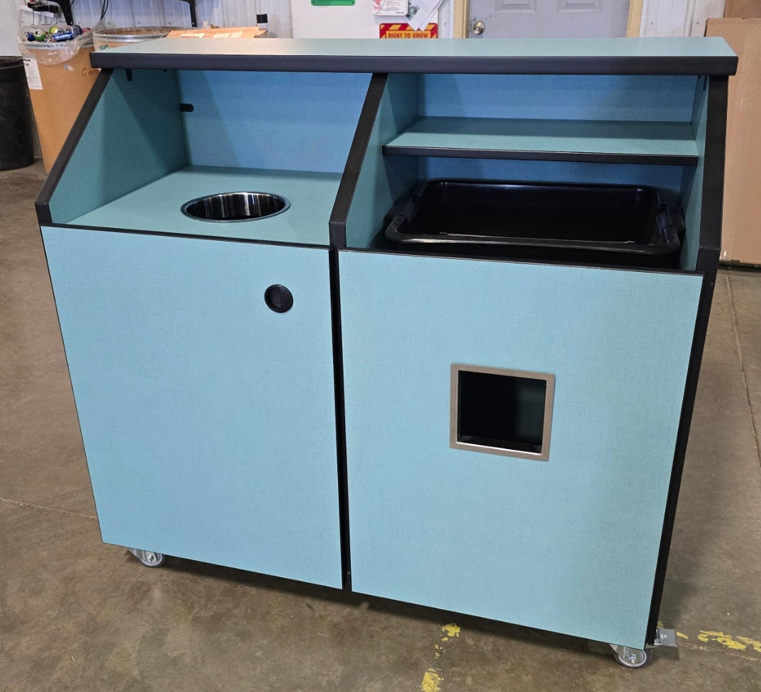 Combo Top Drop Waste Receptacle and Bussing Station