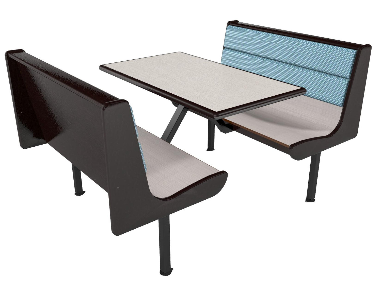 Courtland Curved Plastic Laminate Wood Seat Upholstered Booth