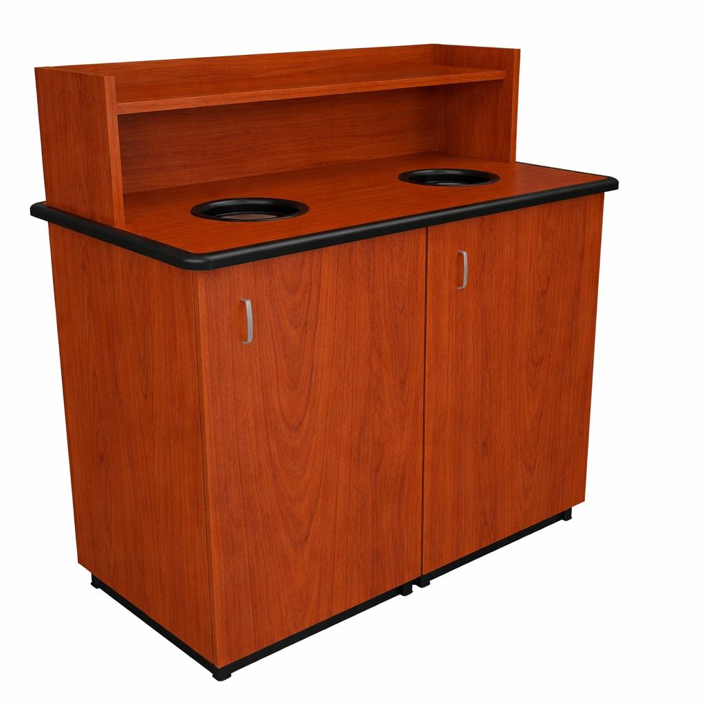 Double Top Drop Waste Receptacle with Tray Shelf