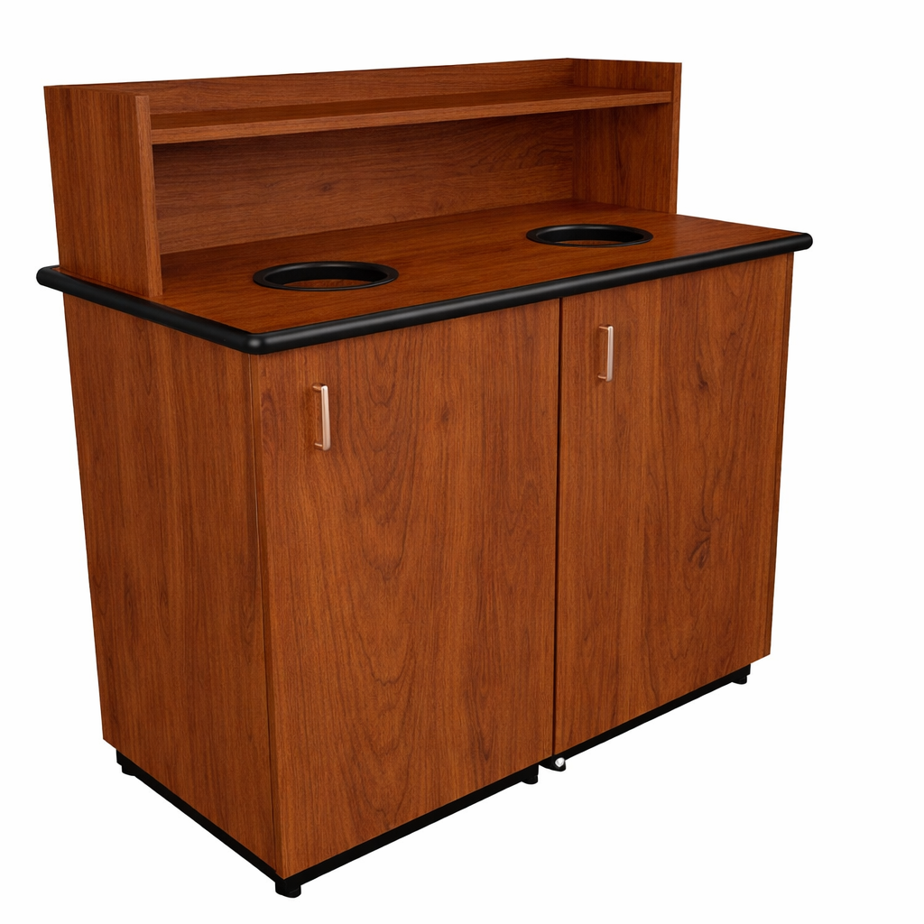 Double Top Drop Waste Receptacle with Tray Shelf