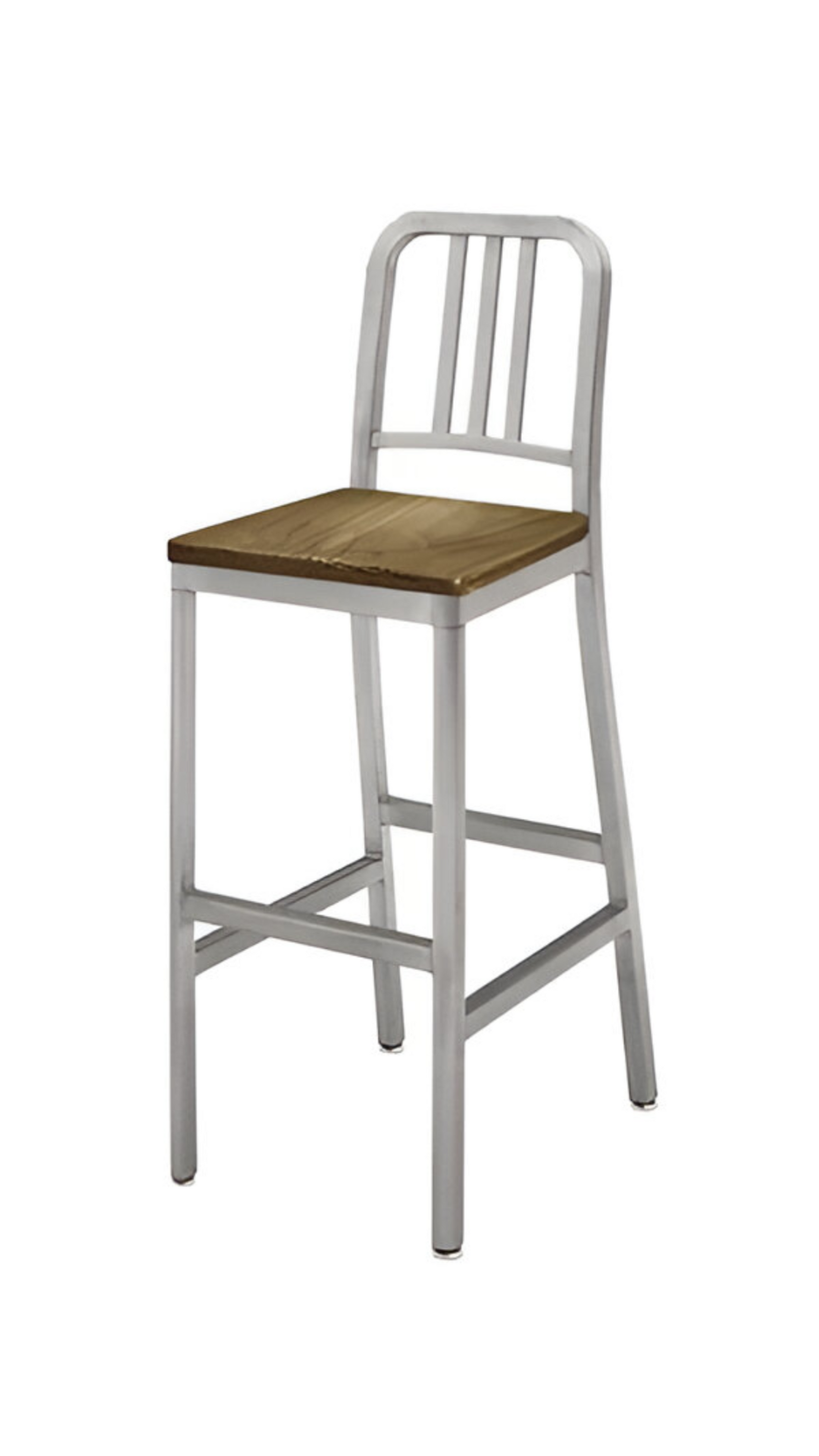 Deco Aluminum Barstool Wood Seat