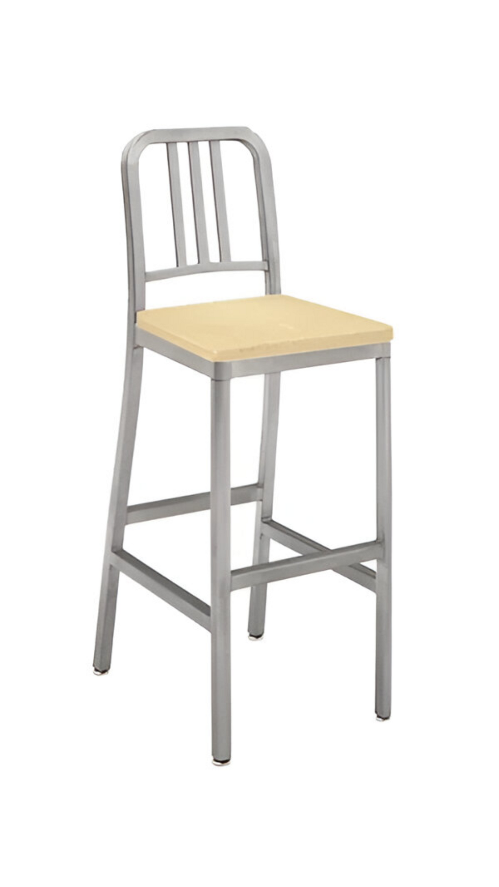 Deco Aluminum Barstool Wood Seat
