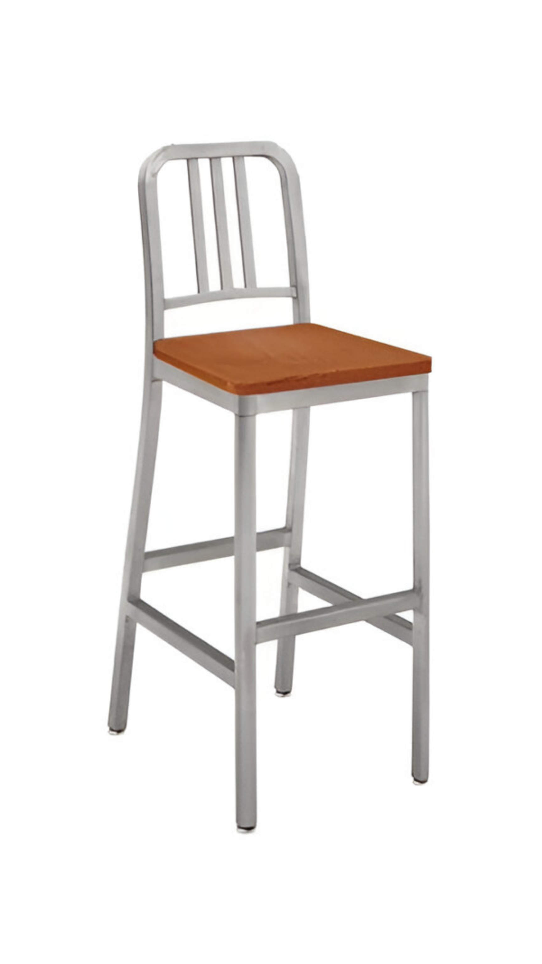 Deco Aluminum Barstool Wood Seat