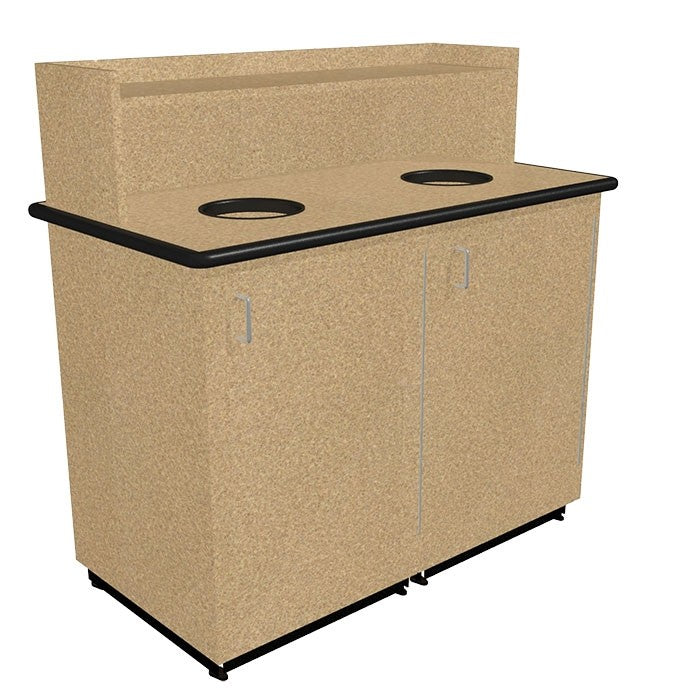 Double Top Drop Waste Receptacle with Tray Shelf