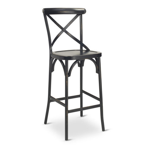 X Back Bentwood Style Steel Bar Stool