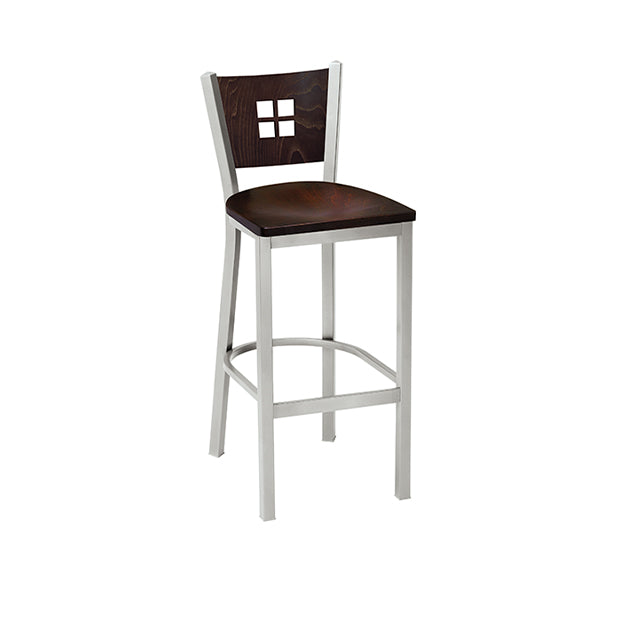 Steel Frame Wood Back Bar Stool