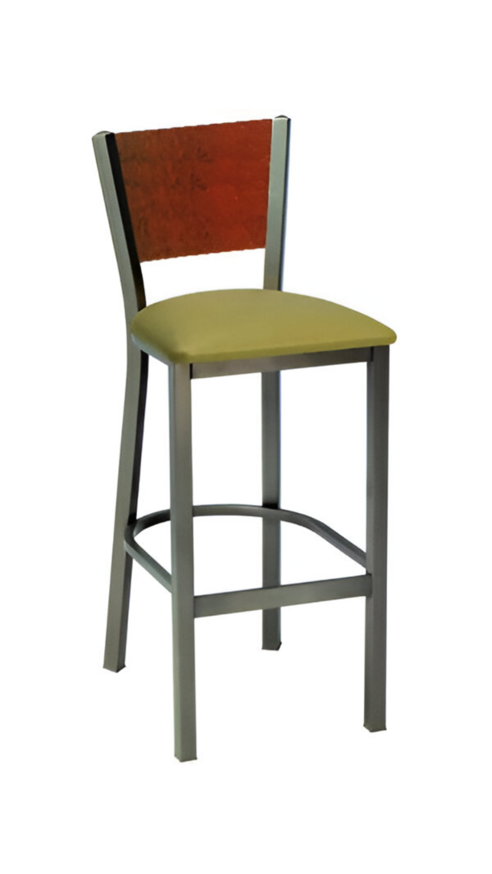 Steel Frame Wood Back Bar Stool
