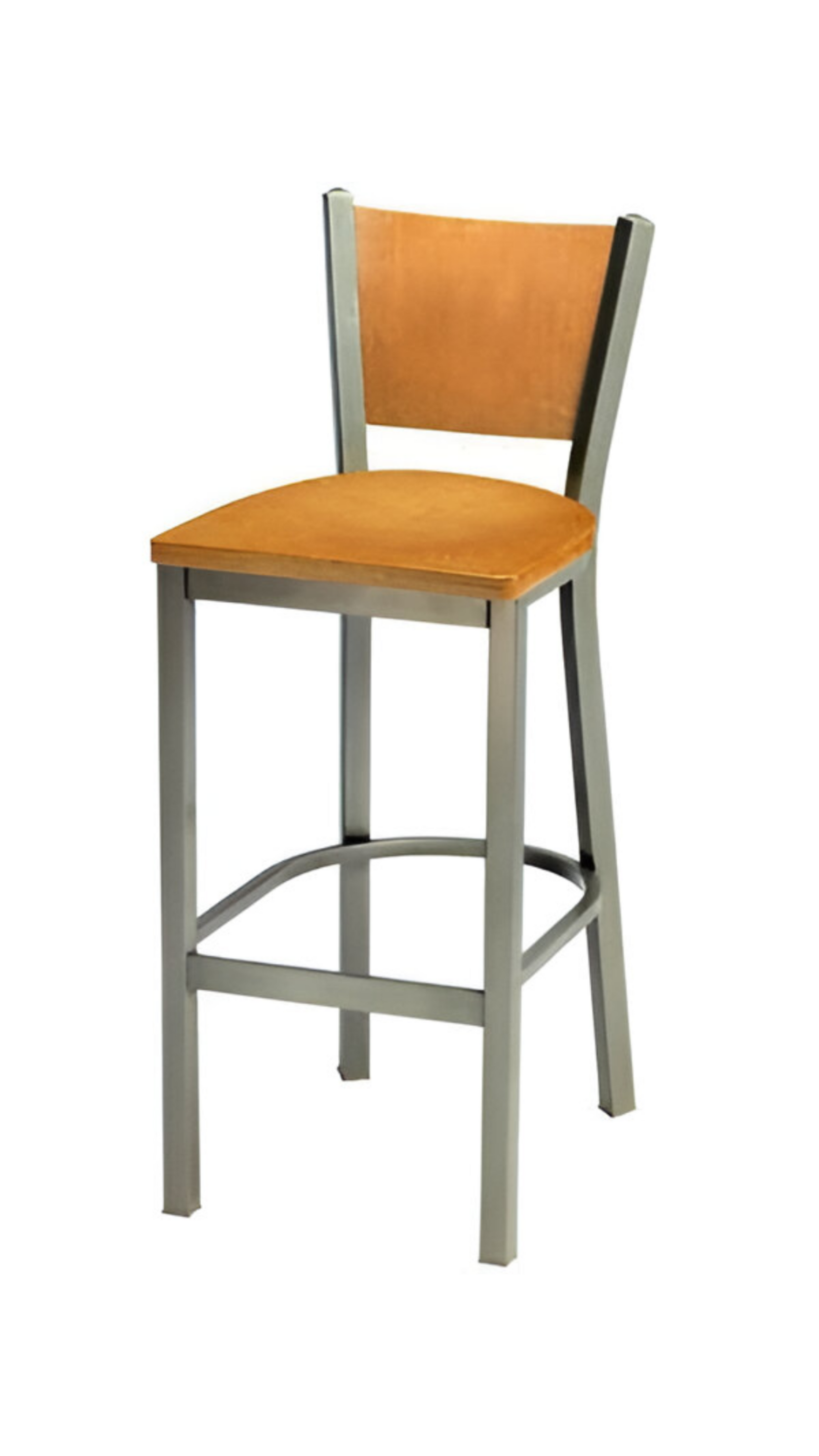 Steel Frame Wood Back Bar Stool