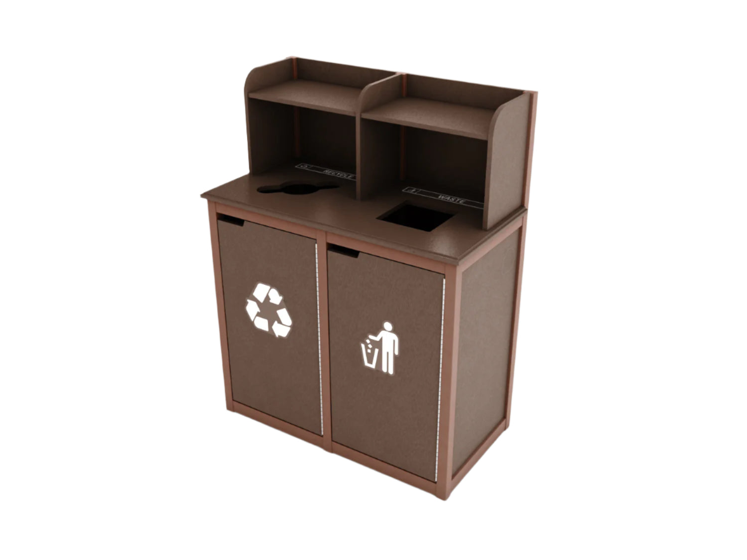 Outdoor Waste and Recycling Center with Tray Return Shelf