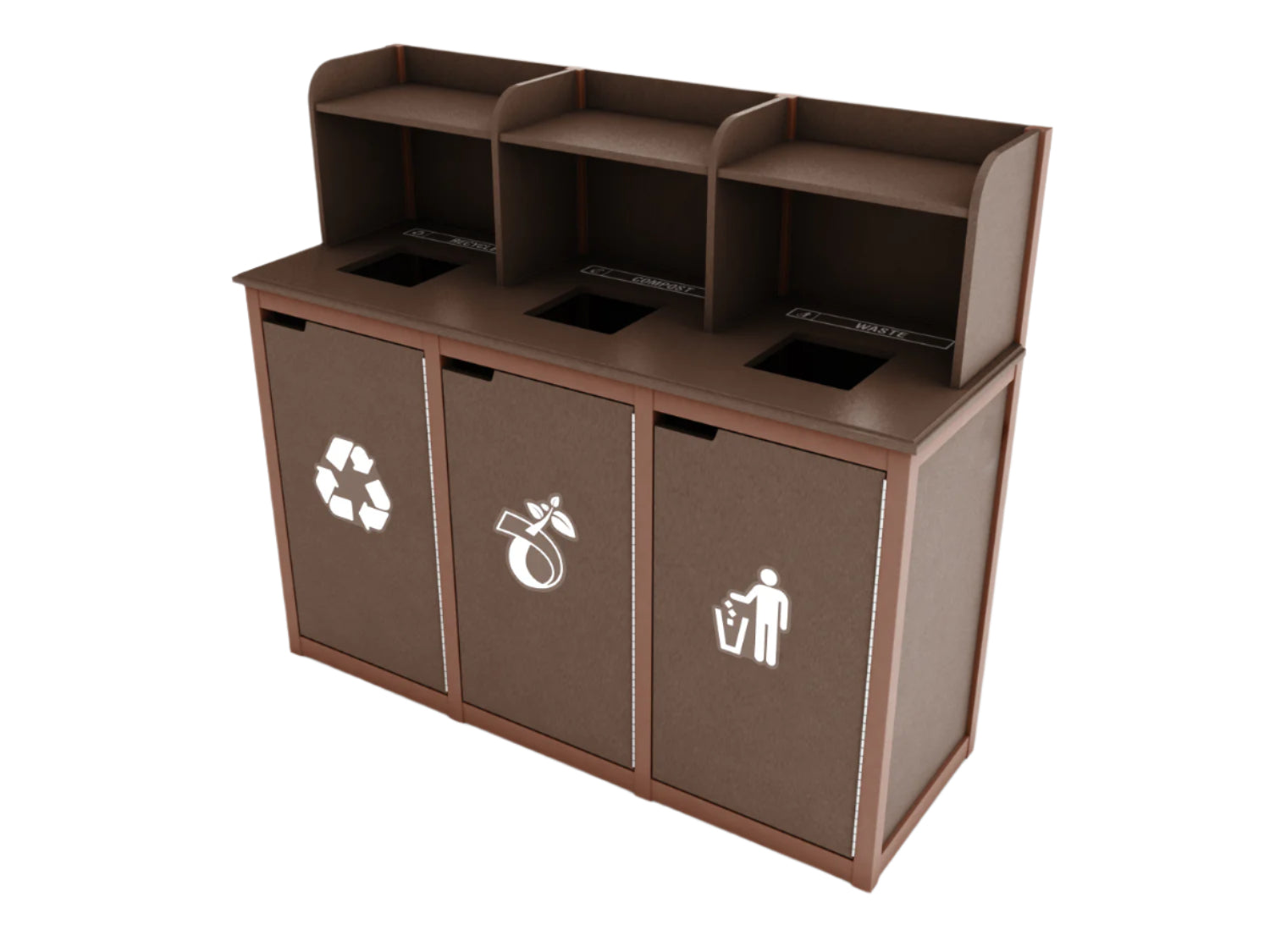 Outdoor Waste and Recycling Center with Tray Return Shelf