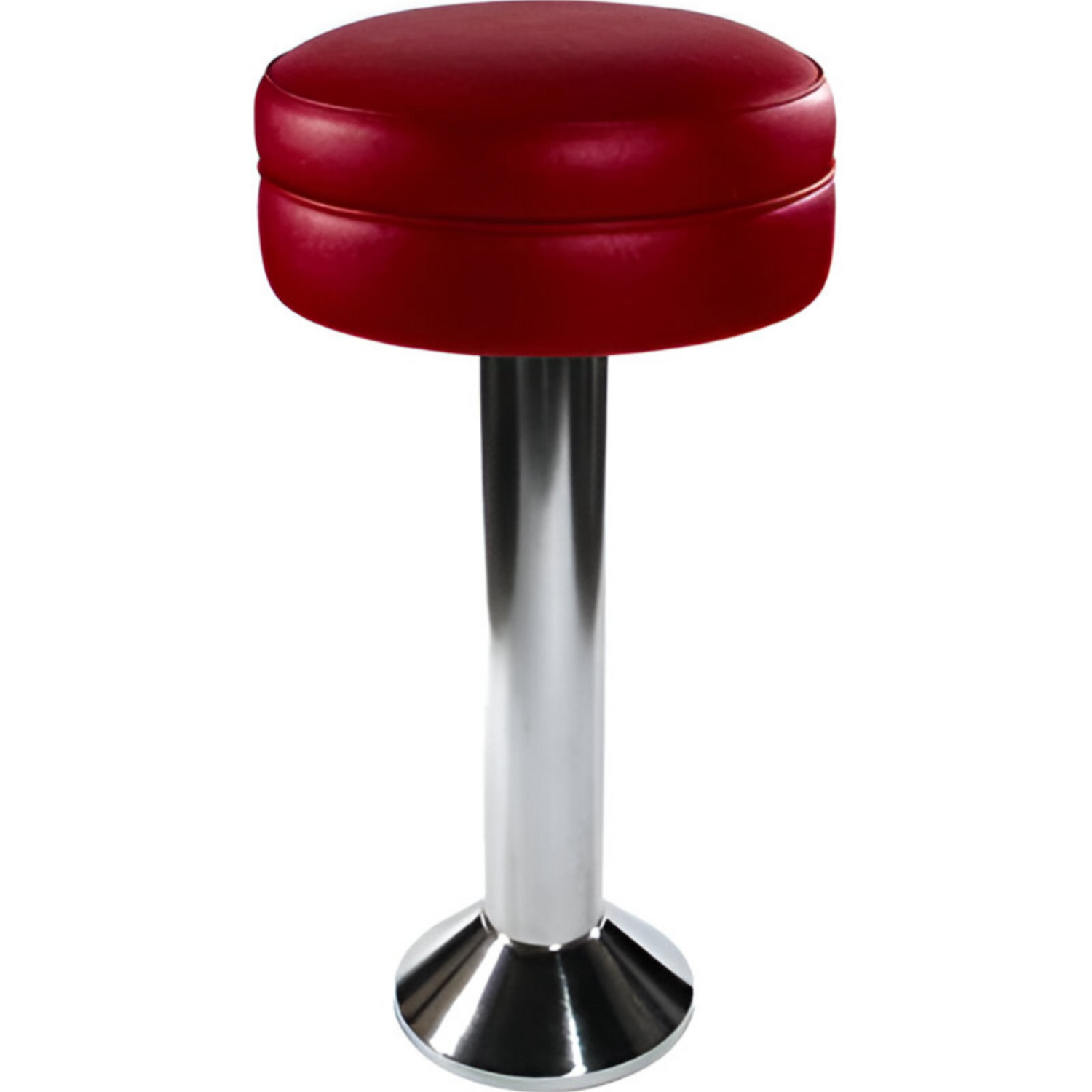 Deluxe Upholstered Seat Chrome Column Bolt Down Soda Fountain Stool