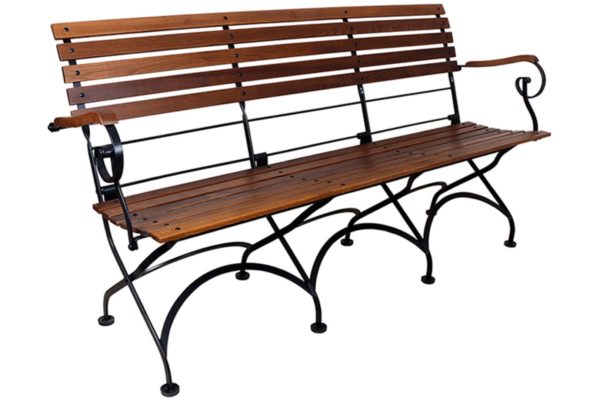 French Bistro Folding Three Seat Armrest Bench