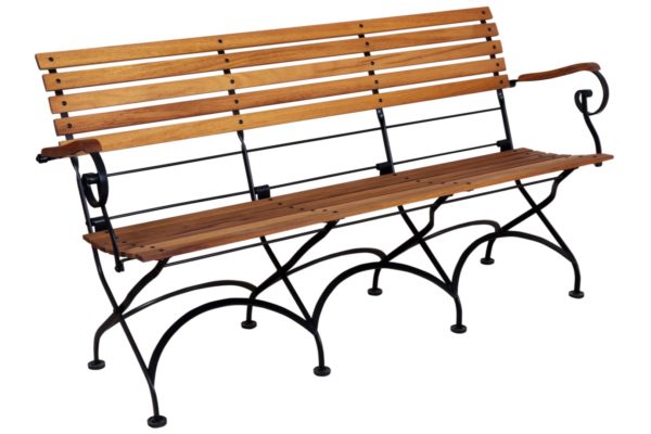 French Bistro Folding Three Seat Armrest Bench