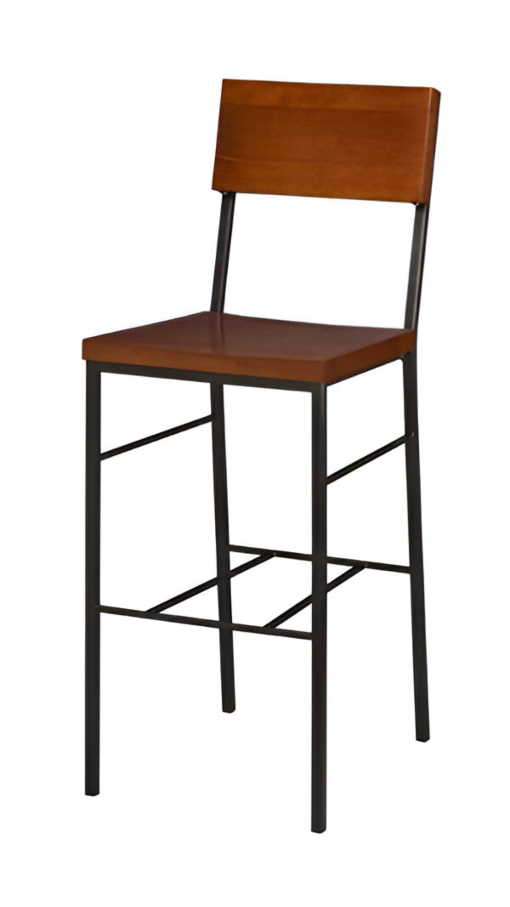 Wood Plank Back Steel Bar Stool