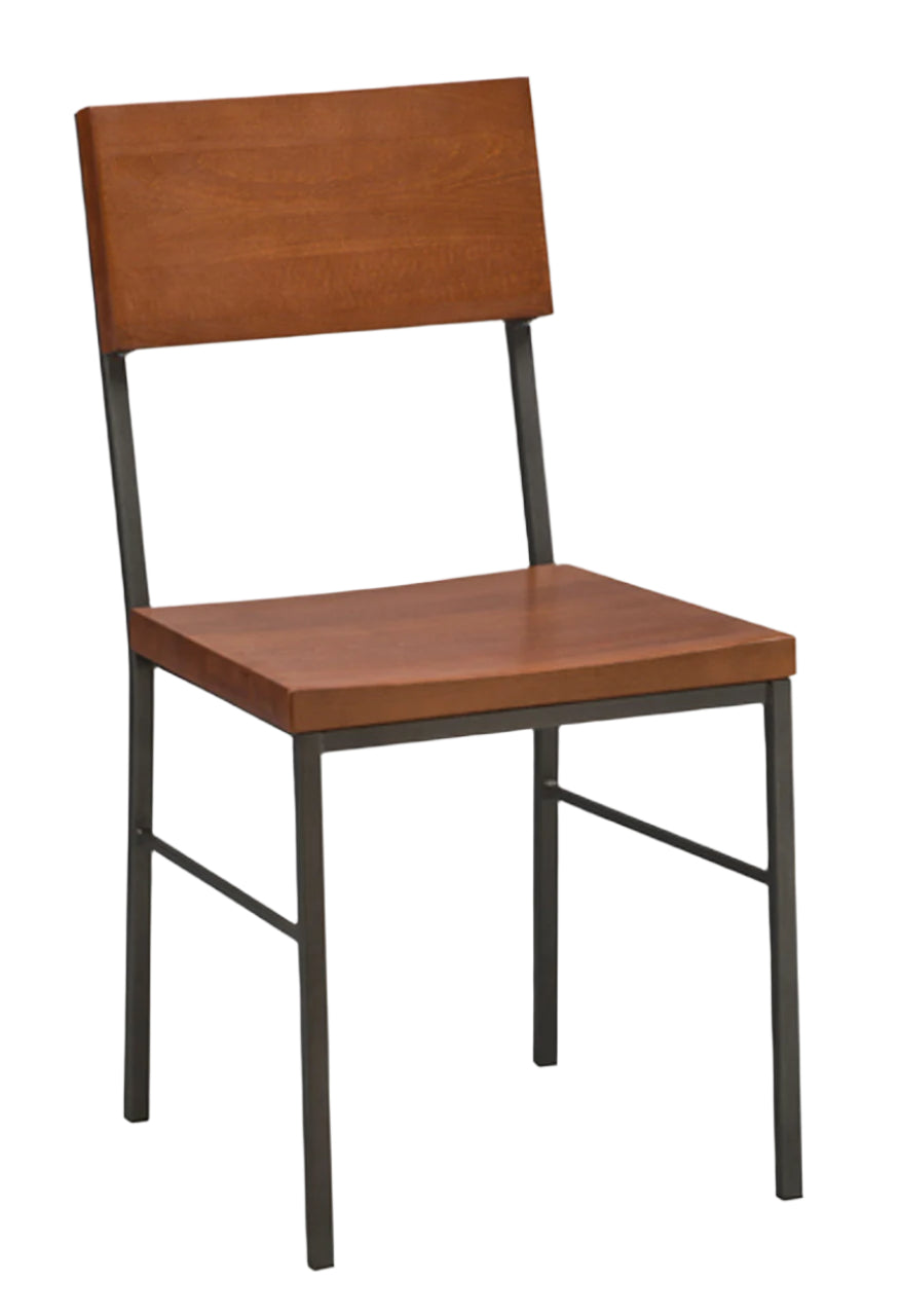 Wood Plank Back Steel Restaurant Chair
