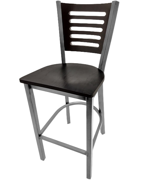 Wood Slot Back Bar Stool