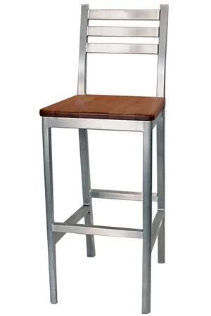 Aluminum Ladderback Barstool Wood Seat