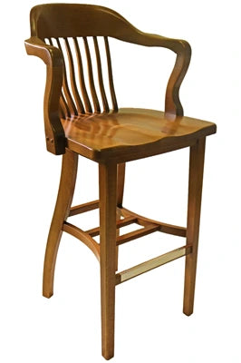 Beech Banker Style Armrest Bar Stool