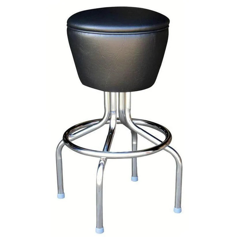 Drum Seat Bar Stool with Chrome Pedestal Frame