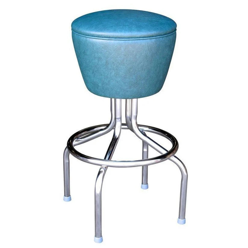 Drum Seat Bar Stool with Chrome Pedestal Frame