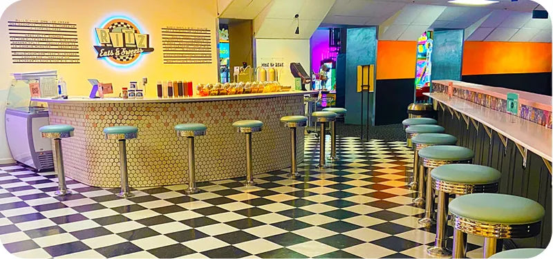 Soda Fountain Stool with Chromed Steel Seat and Column