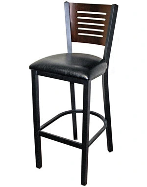 Wood Slot Back Bar Stool