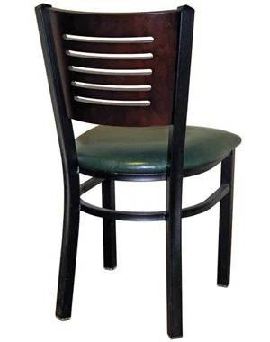 Wood Slot Back Steel Restaurant Chair
