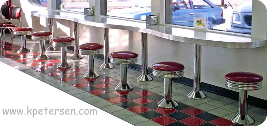 Deluxe Chrome Seat Chrome Column Bolt Down Soda Fountain Stool