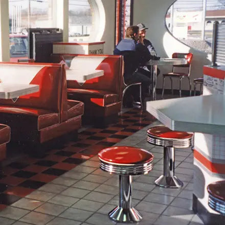 Deluxe Chrome Seat Chrome Column Bolt Down Soda Fountain Stool