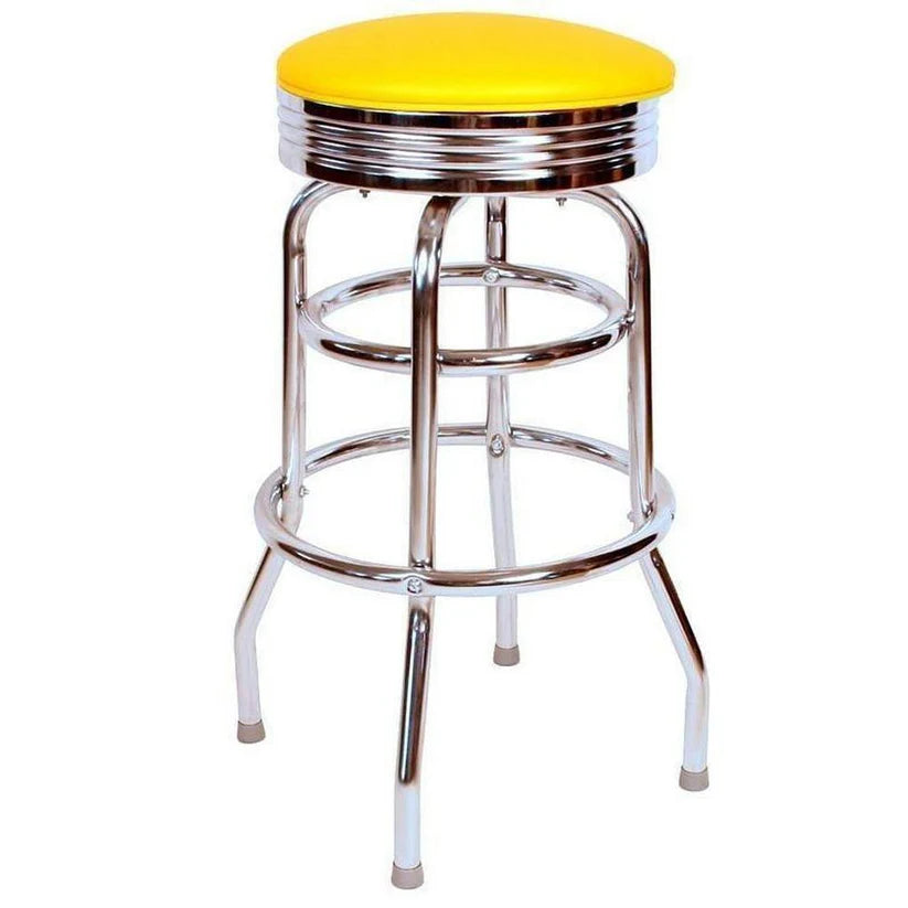 Chrome Bar Stool with Chrome Seat Ring