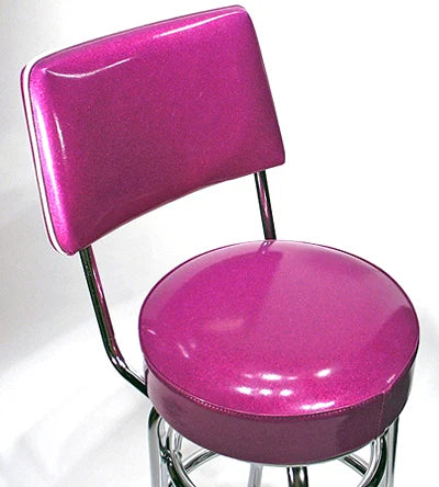 Two Ring Chrome Bar Stool with Upholstered Back