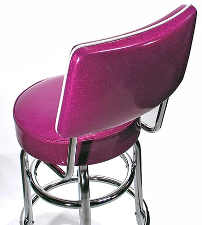 Two Ring Chrome Bar Stool with Upholstered Back