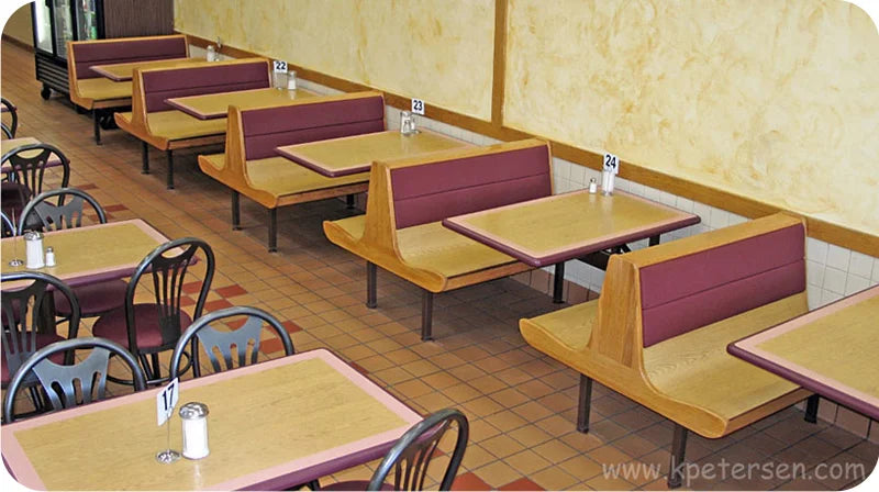 Courtland Curved Plastic Laminate Wood Seat Upholstered Booth